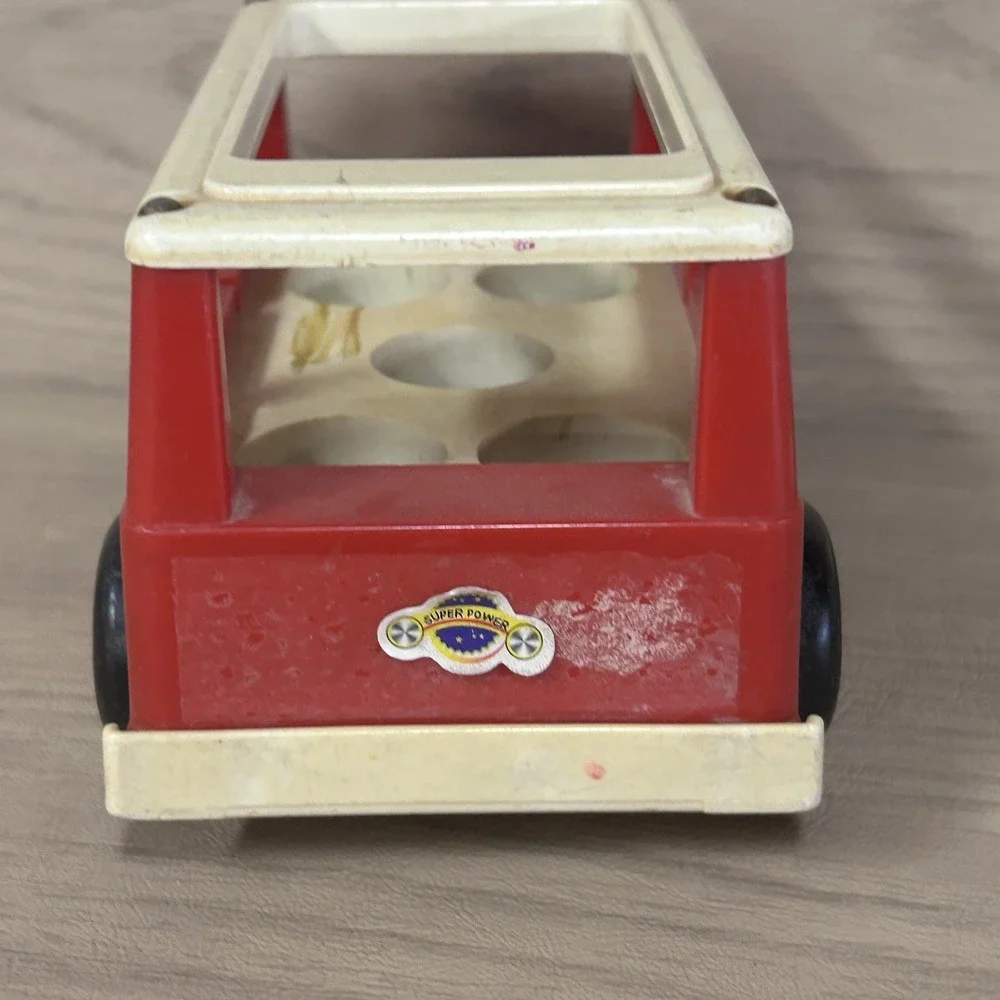 Classic Vtg Fisher Price Little People Car Mini-Bus Wood Girl Lamb 4 Piece Lot